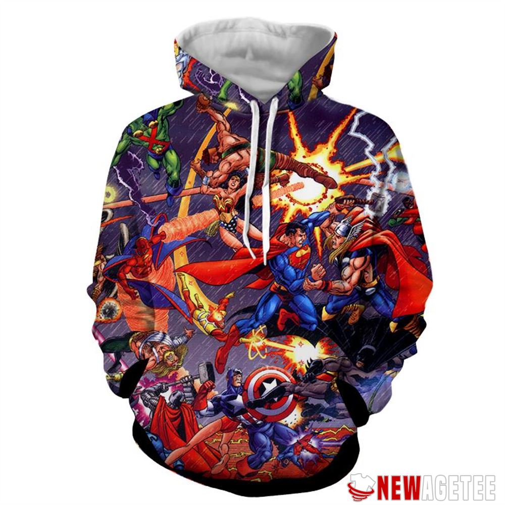 Justice League Fighting The Avengers Scene Unisex Hoodie