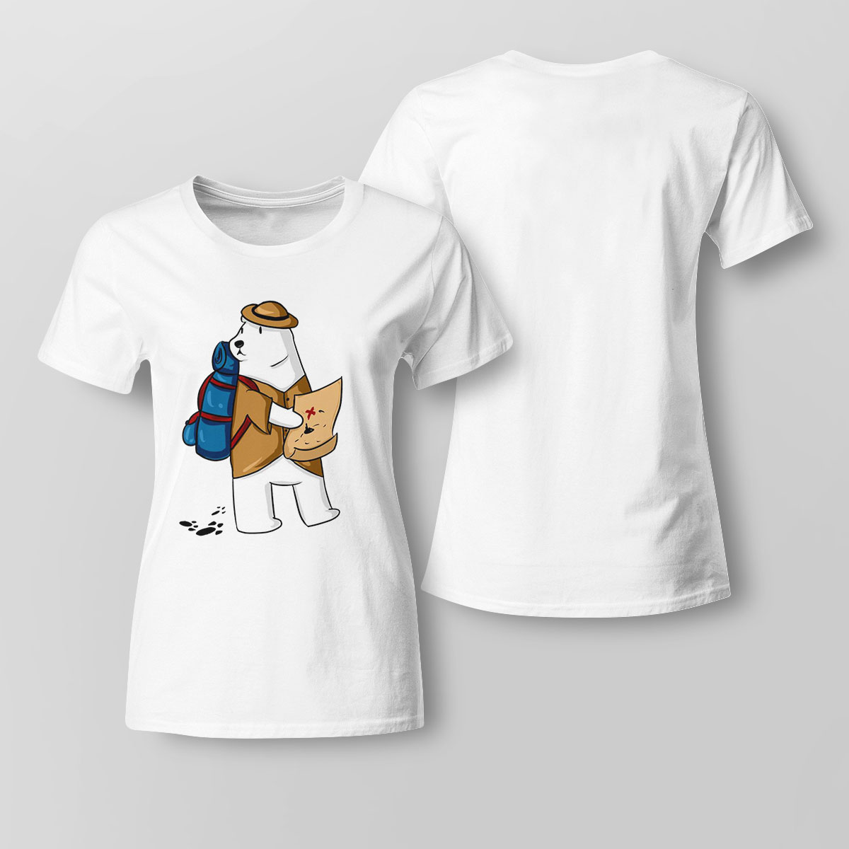 Polar Bear Goes Camping Hiking Hoodie Shirt