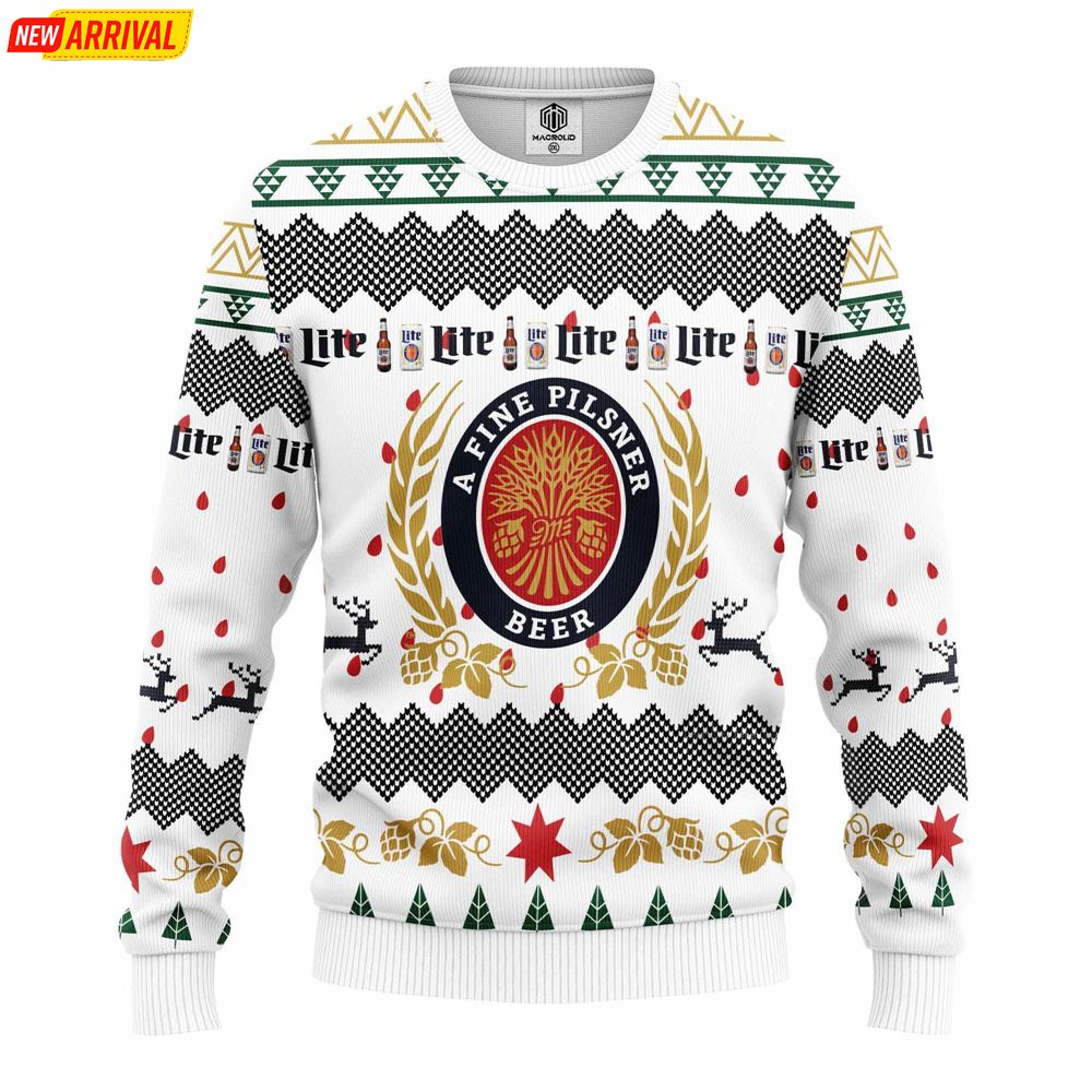 Miller Lite Beer Ugly Christmas Sweater