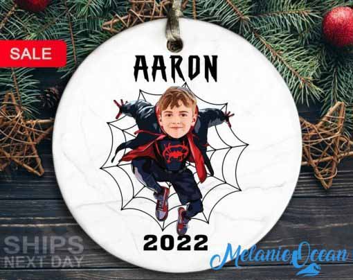 Personalized Spiderman Portrait Superhero Christmas Ornament Decoration