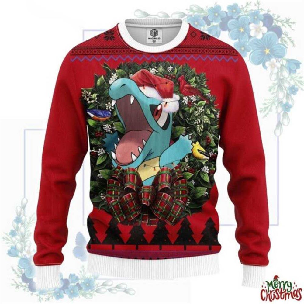 Pokemon Totodile Christmas Circle Ugly Christmas Sweater