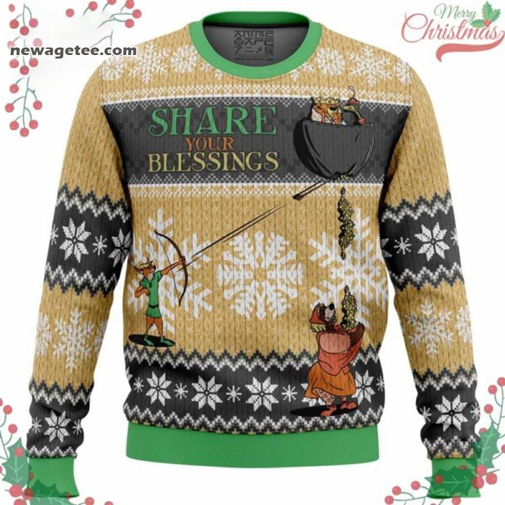 Robin Hood Share Your Blessings Ugly Christmas Sweater Robin Hood Share Your Blessings Ugly Christmas Sweater