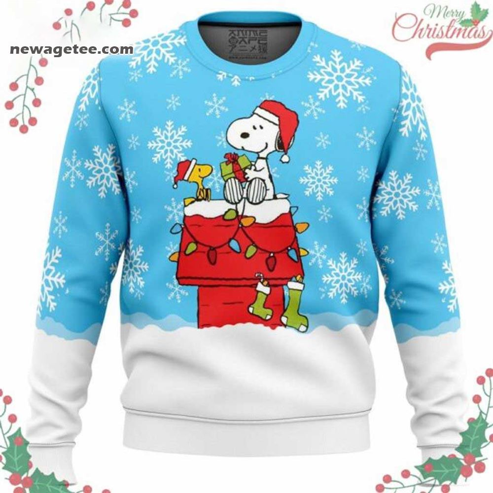 Snoopy Above Chimney Ugly Christmas Sweater