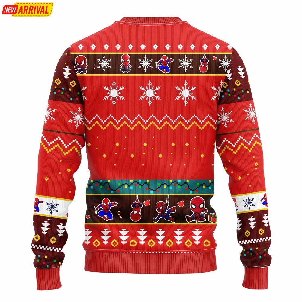 Spiderman Chibi Ugly Christmas Sweater Red