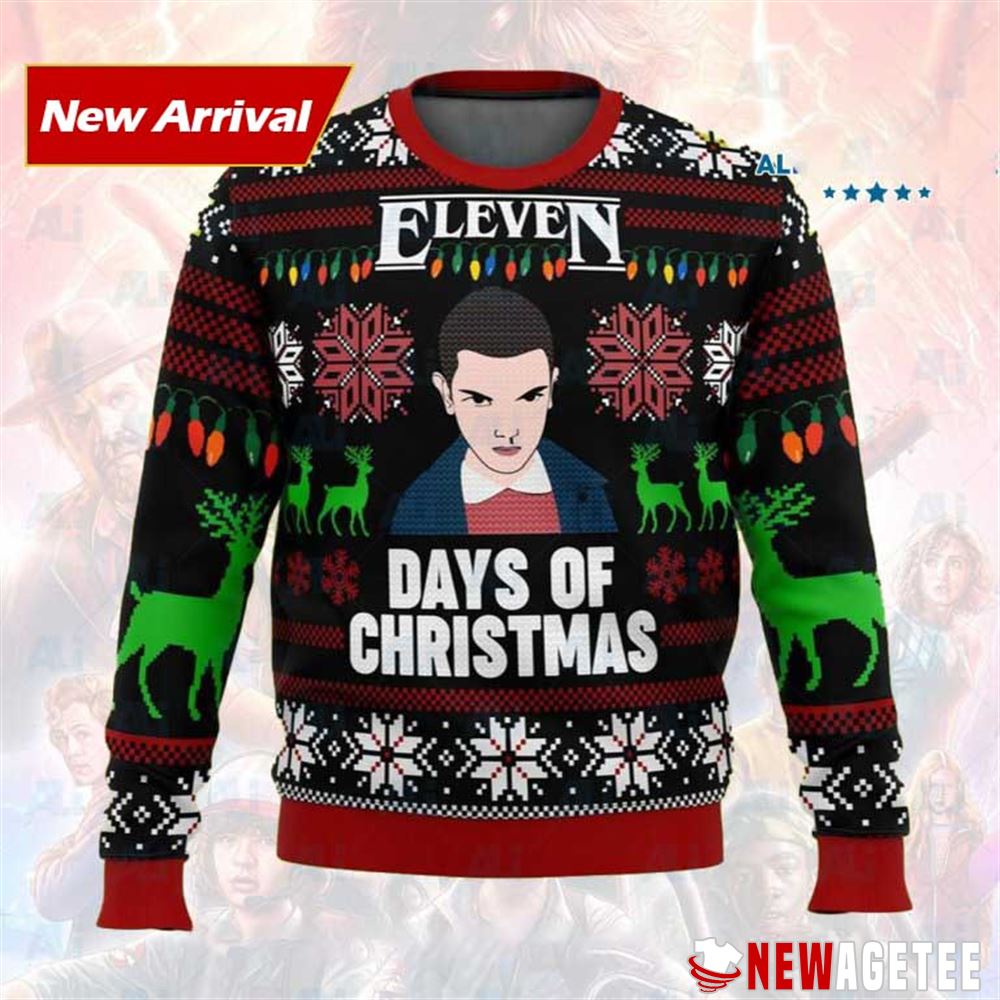 Stranger Things Eleven Days Of Ugly Christmas Sweater Stranger Things Eleven Days Of Ugly Christmas Sweater