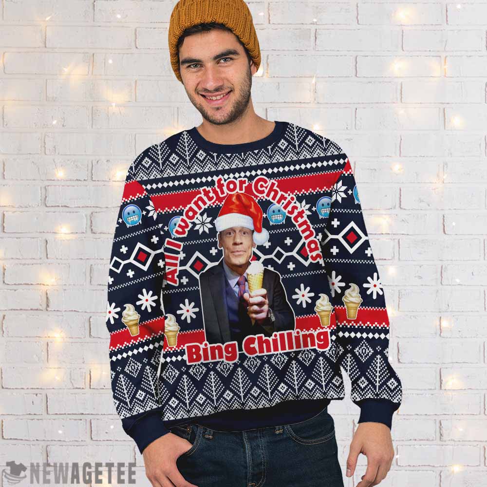 John Cena All I Want For Christmas Is Bing Chilling Ugly Christmas Sweater John Cena All I Want For Christmas Is Bing Chilling Ugly Christmas Sweater