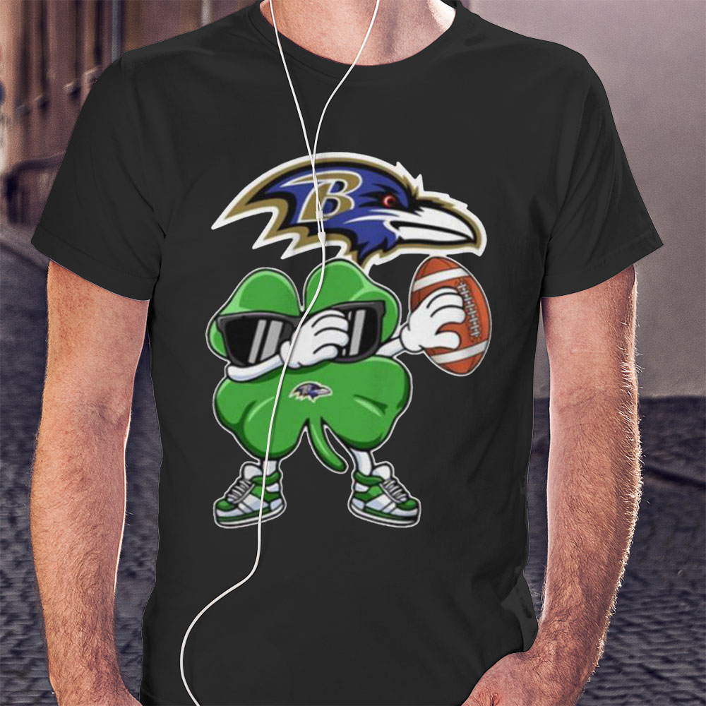 Dabbing Four Leaf Clover Nfl Baltimore Ravens Football St Patricks Day Shirt