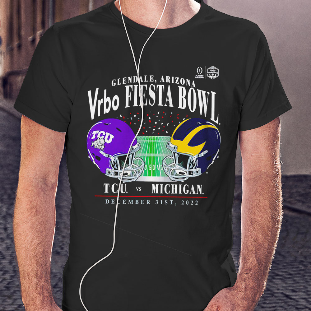 Fiesta Bowl 2022 Matchup Old School Michigan Wolverines Vs Tcu Horned Frogs College Football Playoff Shirt