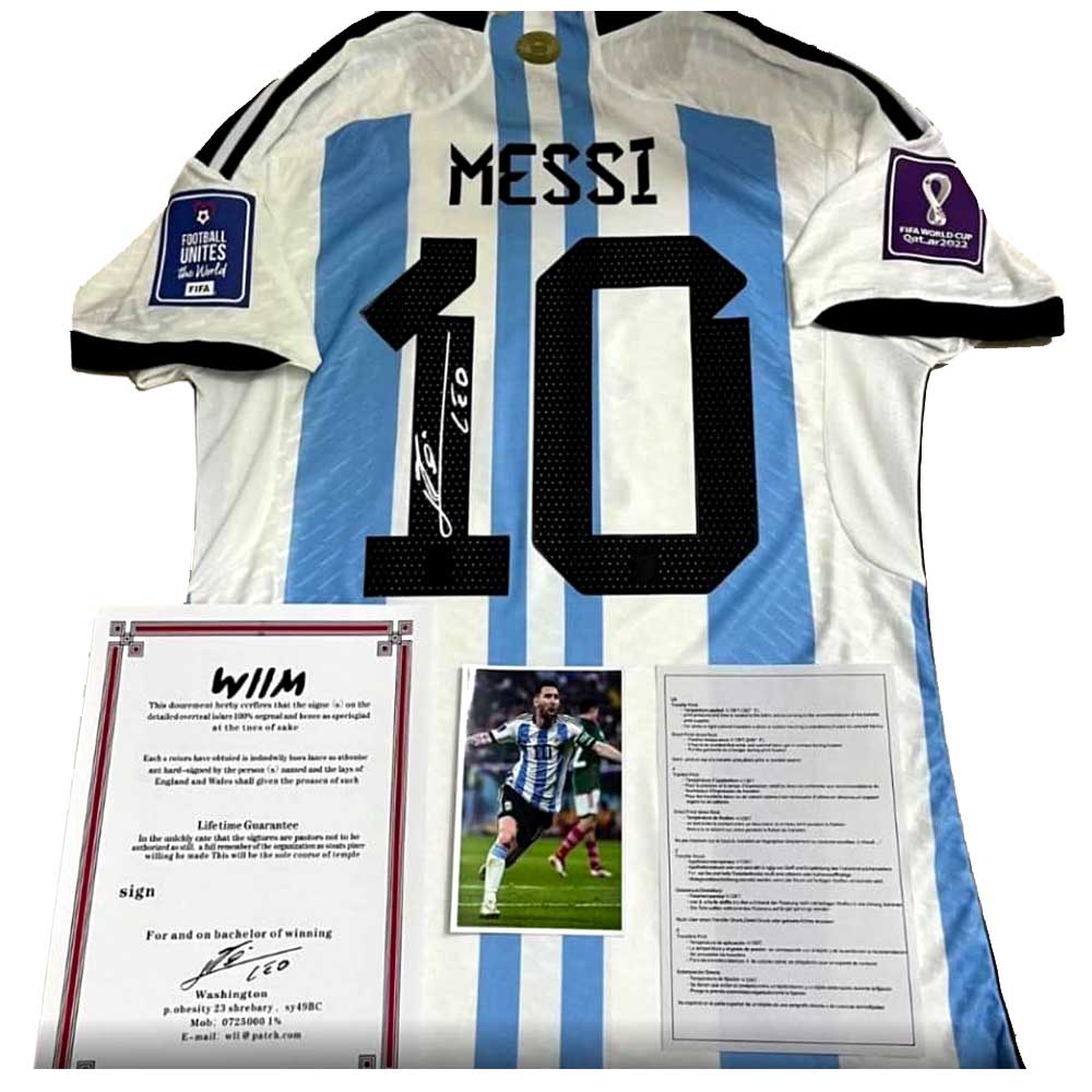 Argentina Messi Premium Jersey With Champion World Cup 2022 Shirt Players Version