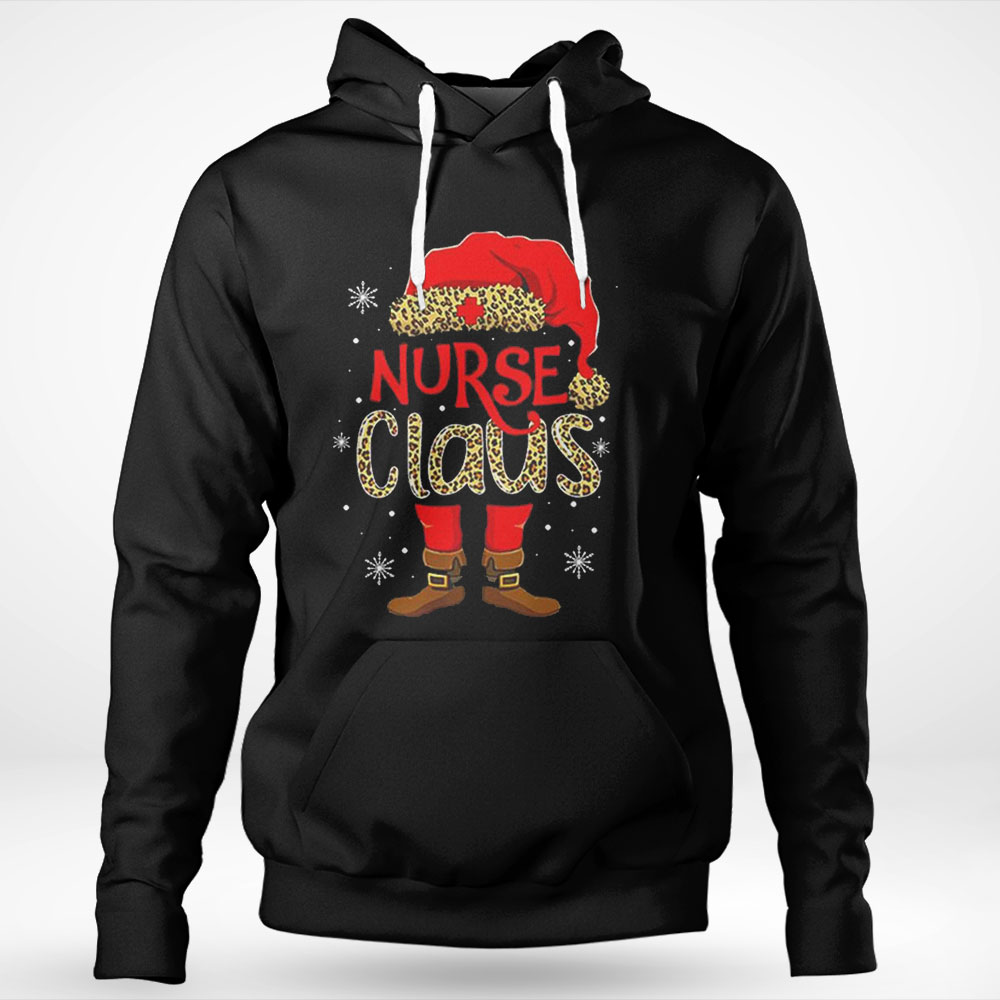 Nurse Claus Leopard Nurse Santa Claus Merry Christmas Shirt Hoodie
