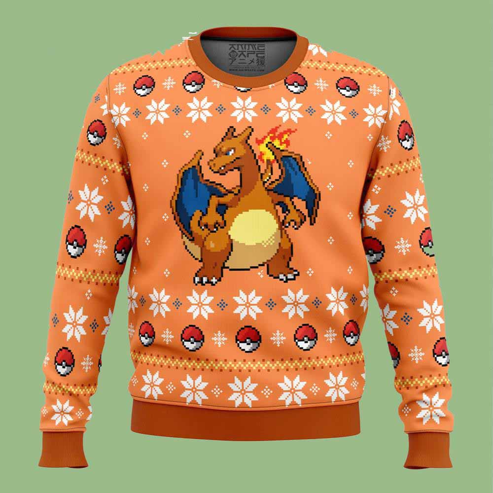 Pokemon Blaze Charizard Anime Ape Ugly Christmas Sweater Pokemon Blaze Charizard Anime Ape Ugly Christmas Sweater
