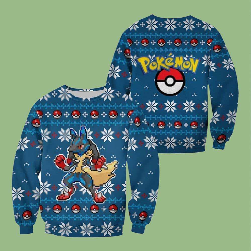 Pokemon Lucario Ugly Christmas Sweater Pokemon Lucario Ugly Christmas Sweater