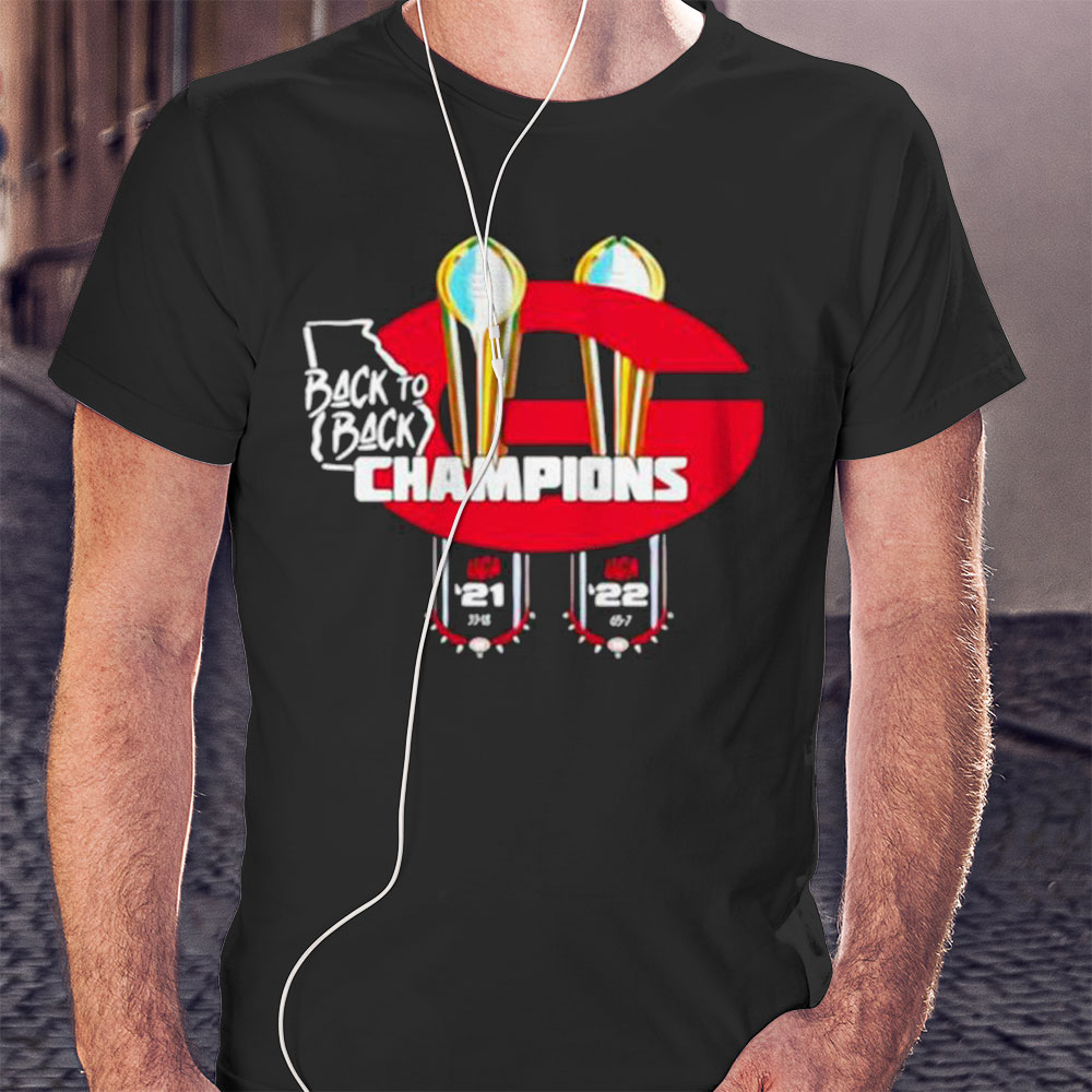 Official Georgia Bulldogs Back To Back Champions Uga21 And 22 Score Shirt
