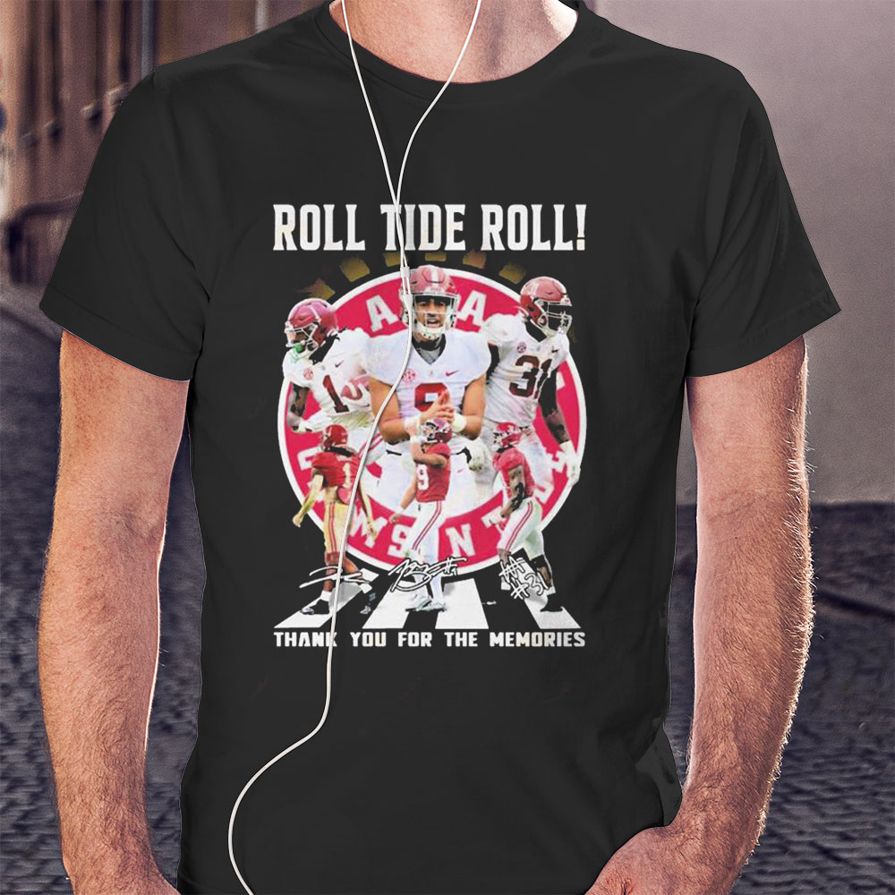 Roll Tide Roll Alabama Crimson Tide Abbey Road Thank You For The Memories Signatures Shirt