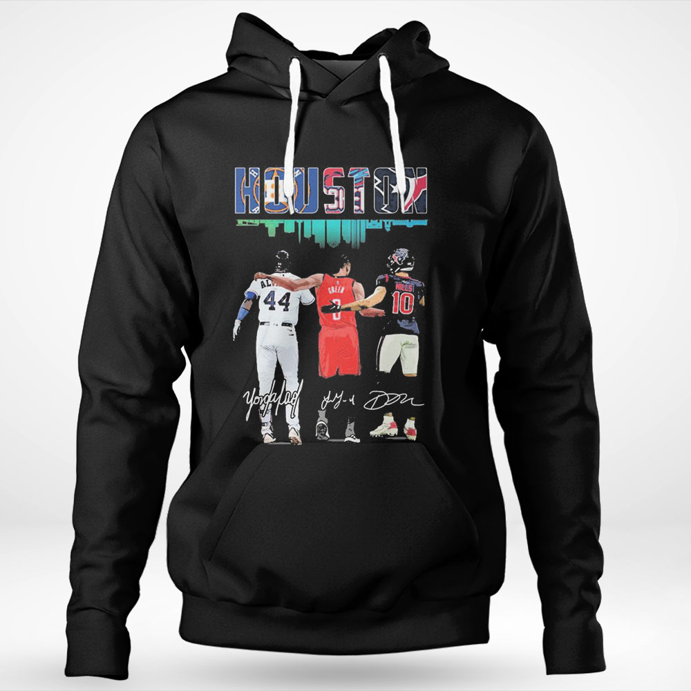 Houston Skyline Sports Yordan Alvarez Jalen Green And Davis Mills Signatures Shirt