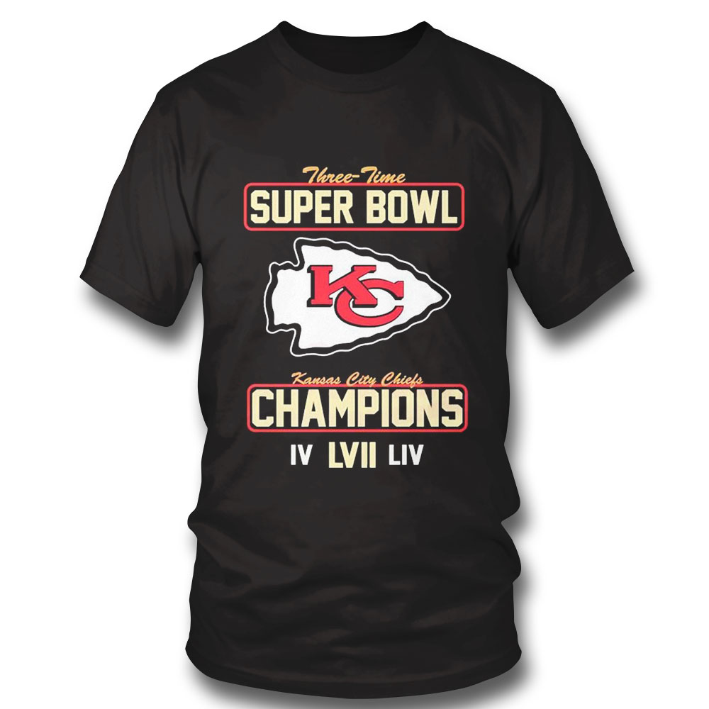 Kansas City Chiefs Super Bowl LVII Champions 3 Time Super Bowl T-Shirt