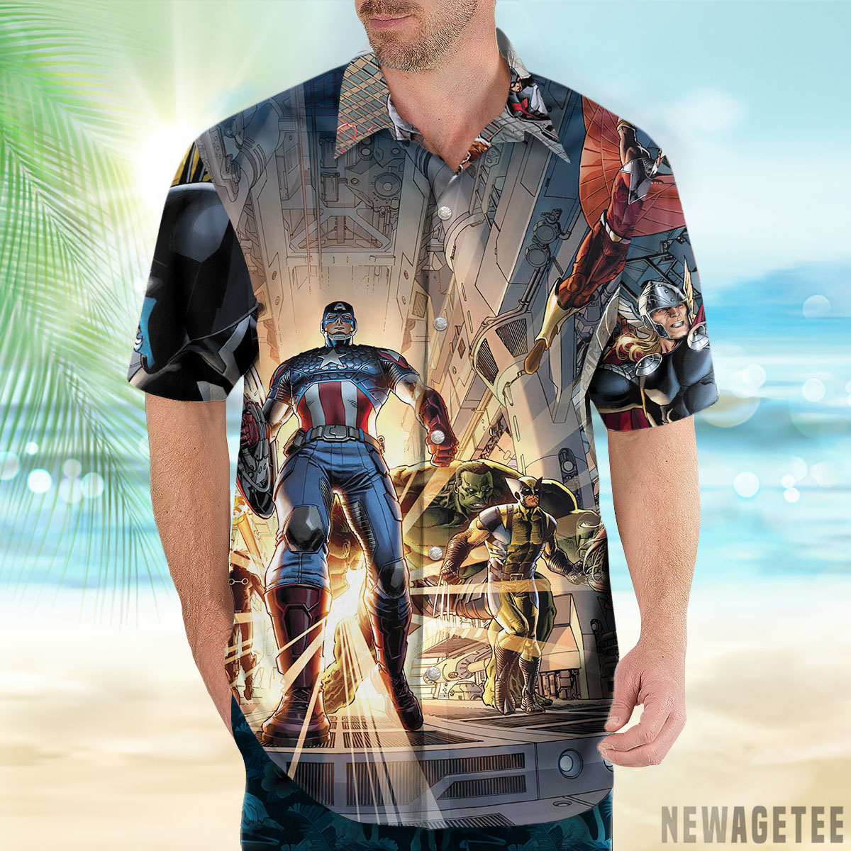 Avengers By Dustin Weaver Hawaiian Shirt Short Sleeve Button Up