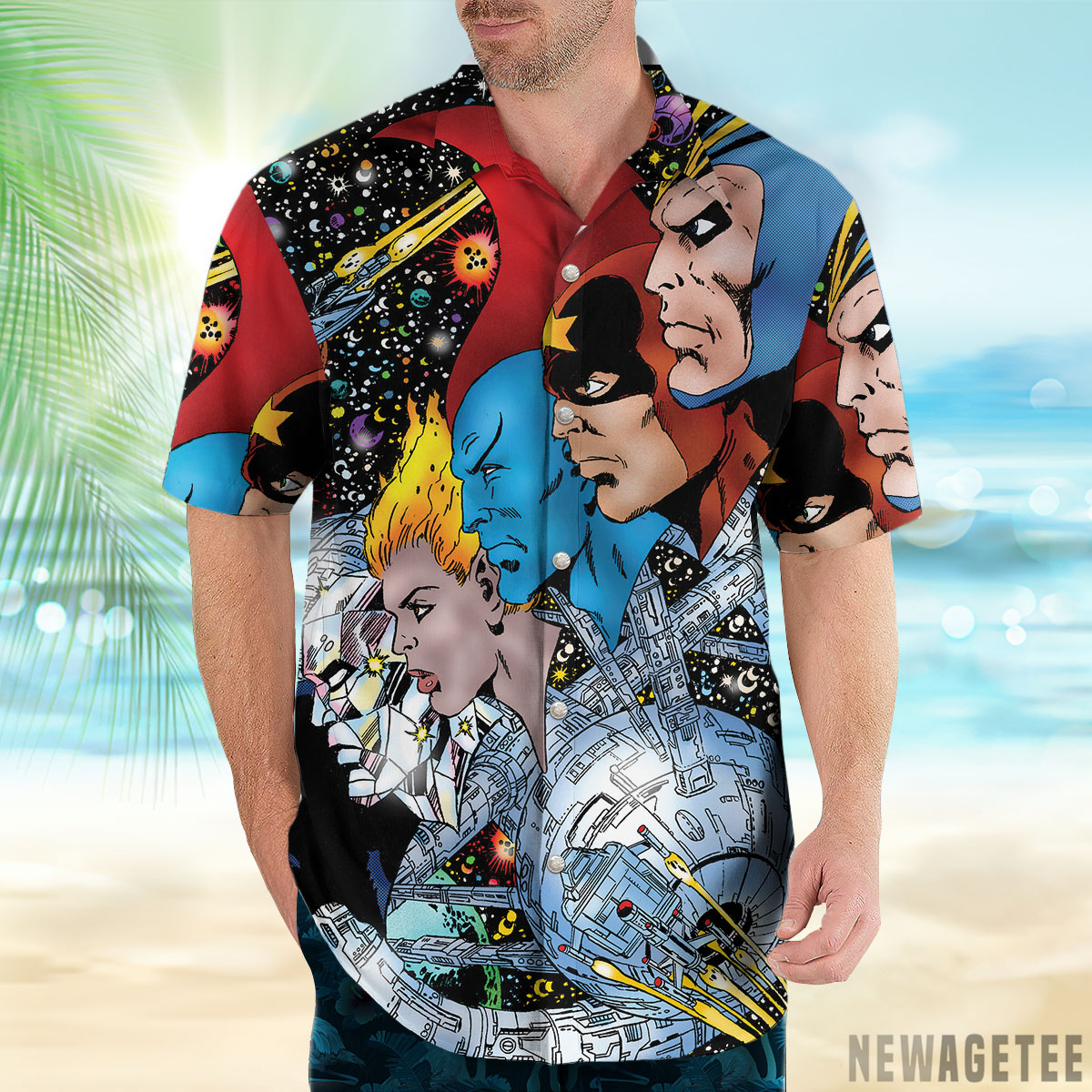 Gotg Guardians Of The Galaxy By George Perez Hawaiian Shirt Short Sleeve Button Up