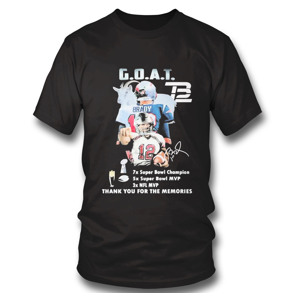 Tom Brady Goat Super Bowl Thank You For The Memories Signature Shirt Ladies Tee