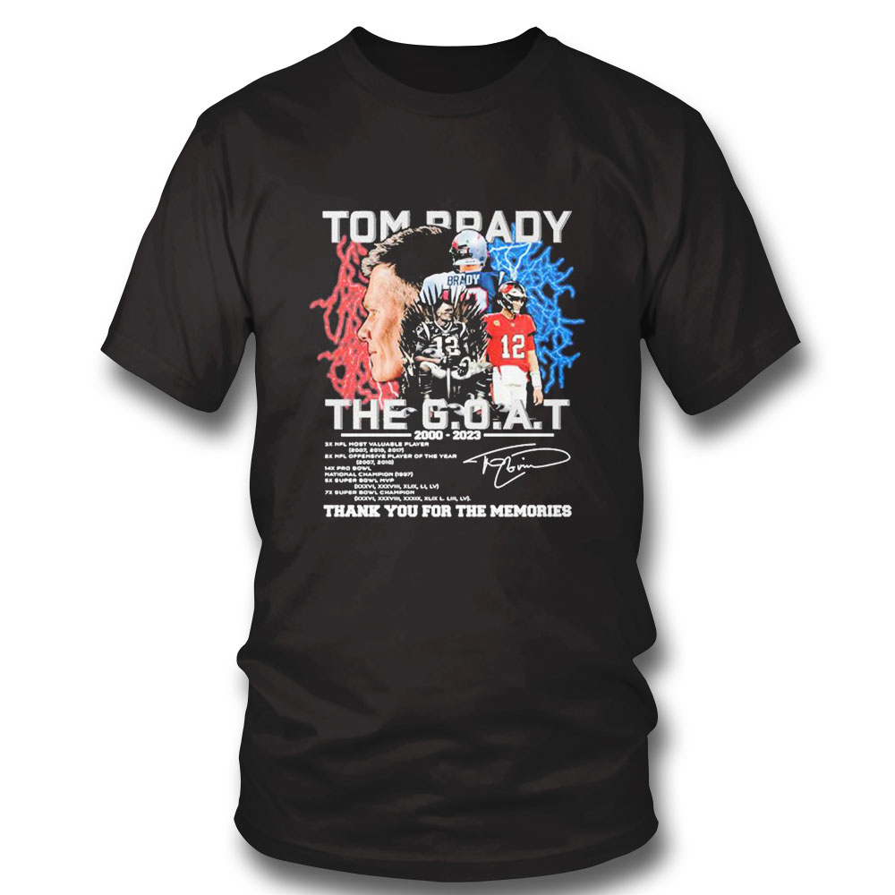 Tom Brady The Goat 2000 2023 Thank You For The Memories Shirt Ladies Tee