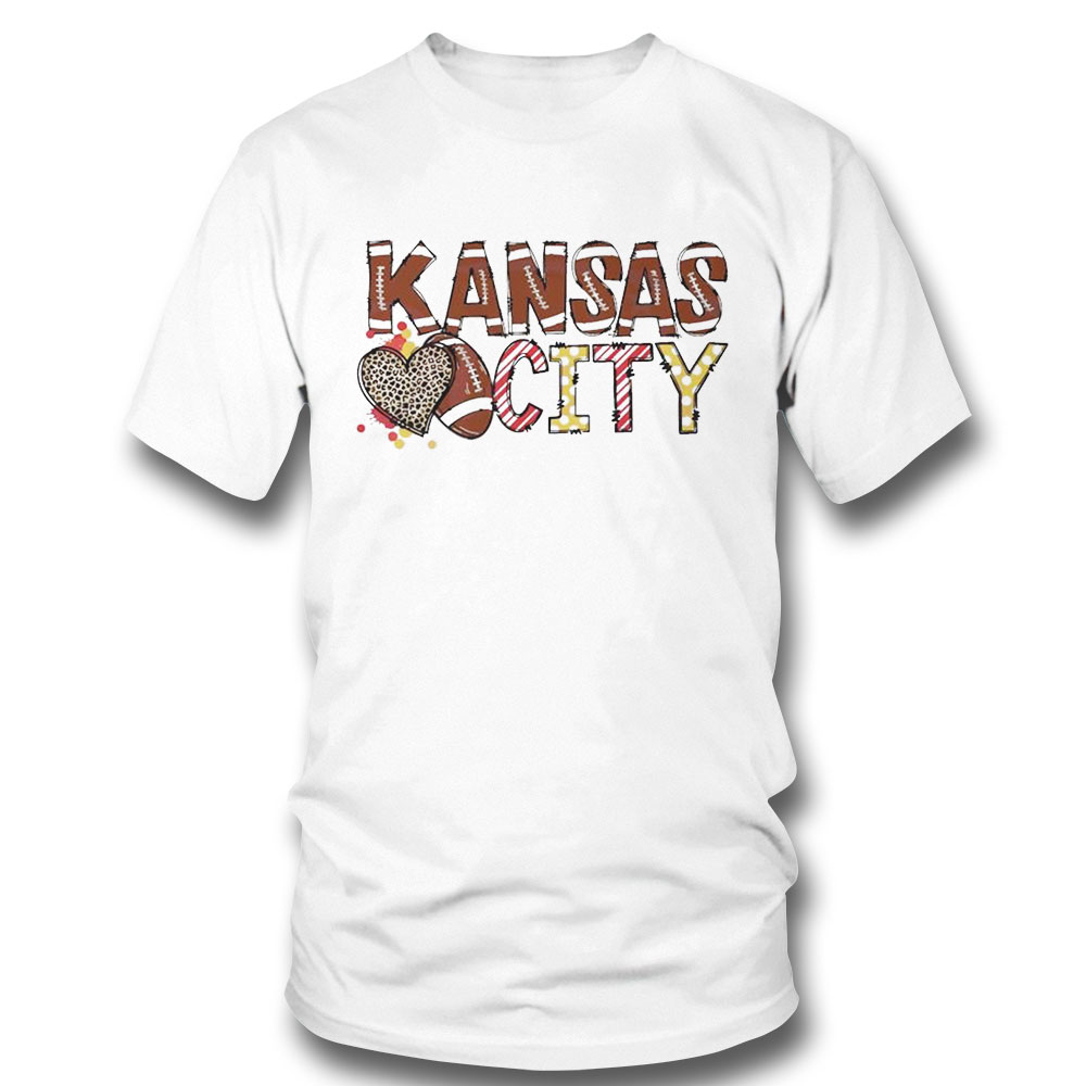 Kansas City Chiefs Football Heart Leopard Shirt Ladies Tee