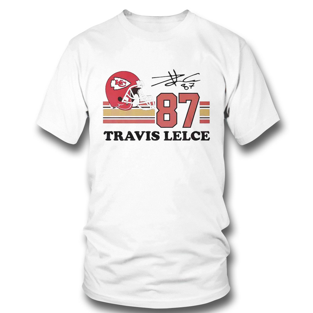 Kansas City Chiefs Travis Kelce Helmet Signature Shirt Ladies Tee