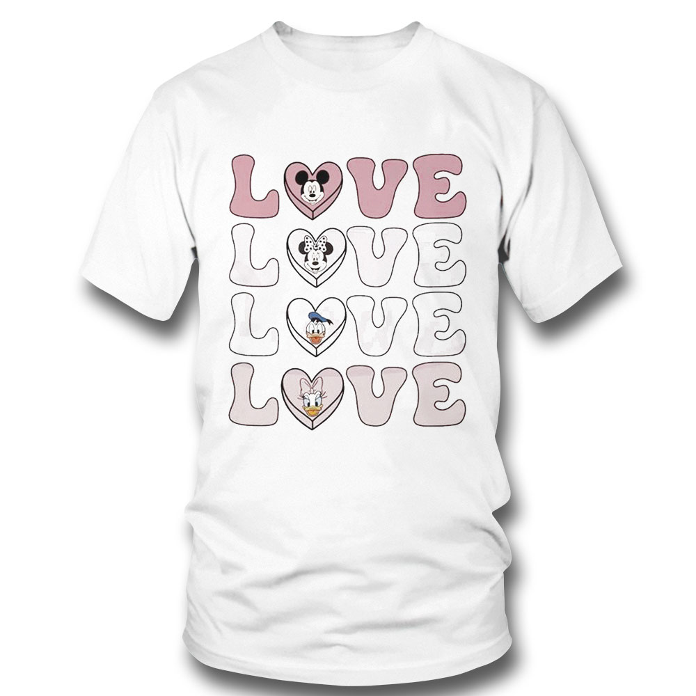Mickey Minie Donal Love Disney Valetines Day Shirt Ladies Tee
