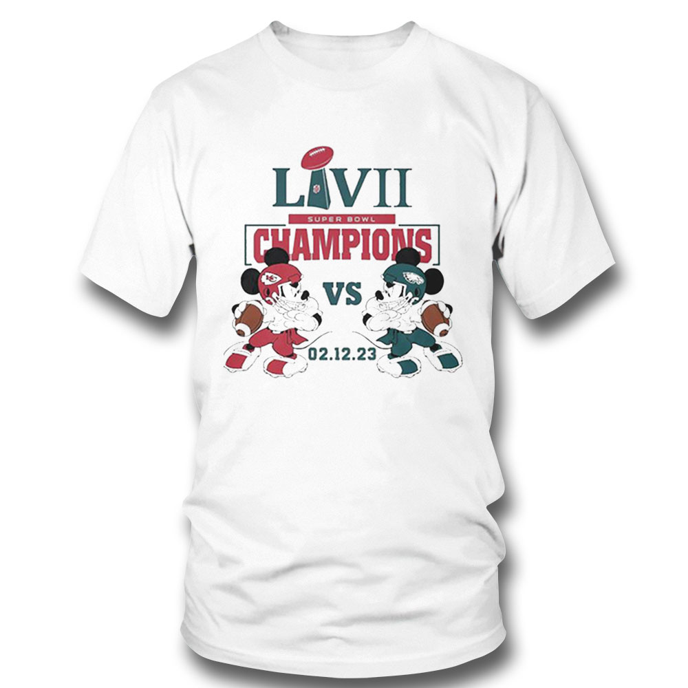 Mickey Mouse Eagles Vs Chiefs Super Bowl Lvii Champions 2023 Shirt Ladies T-shirt