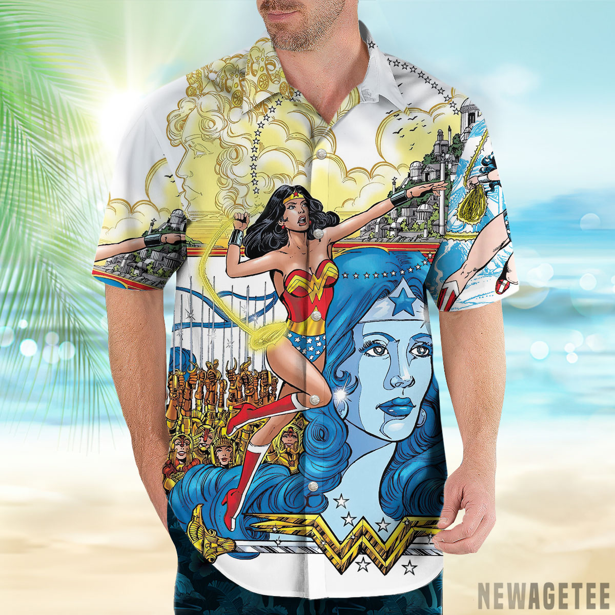Wonder Woman By Perez Hawaiian Shirt Short Sleeve Button Up Wonder Woman By Perez Hawaiian Shirt Short Sleeve Button Up