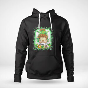 One Lucky Lunch Lady Messy Bun Irish St Patricks Day Shirt, Hoodie