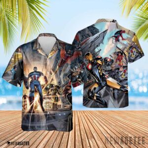 Avengers By Dustin Weaver Hawaiian Shirt Short Sleeve Button Up