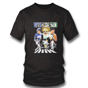 black Shirt Wisconsin Abbey Road Christian Yelich Aaron Rodgers And Giannis Antetokounmpo Signatures Shirt