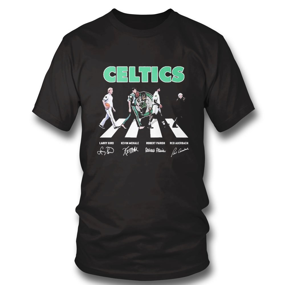 Boston Celtics Abbey Road Larry Bird Kevin Mchale Robert Parish And Red Auerbach Signatures Shirt