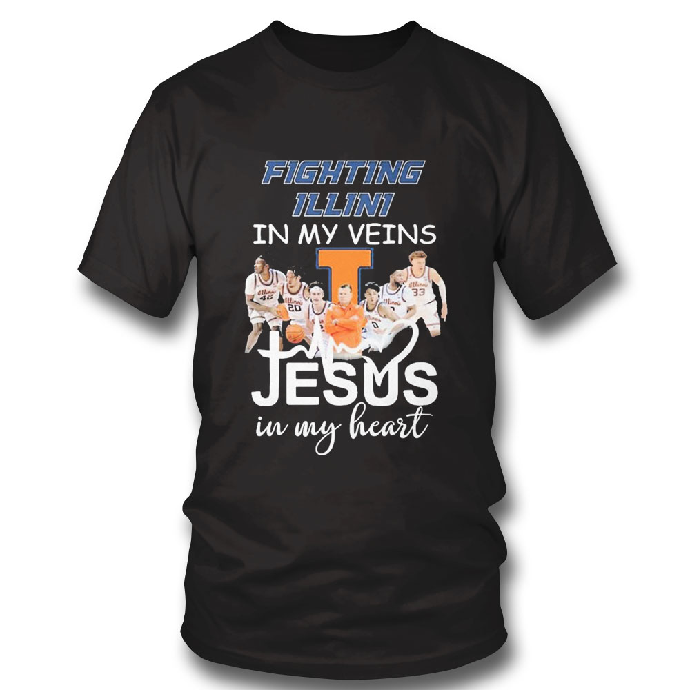 Fighting Illini Mens Basketball In My Veins Jesus In My Heart Shirt