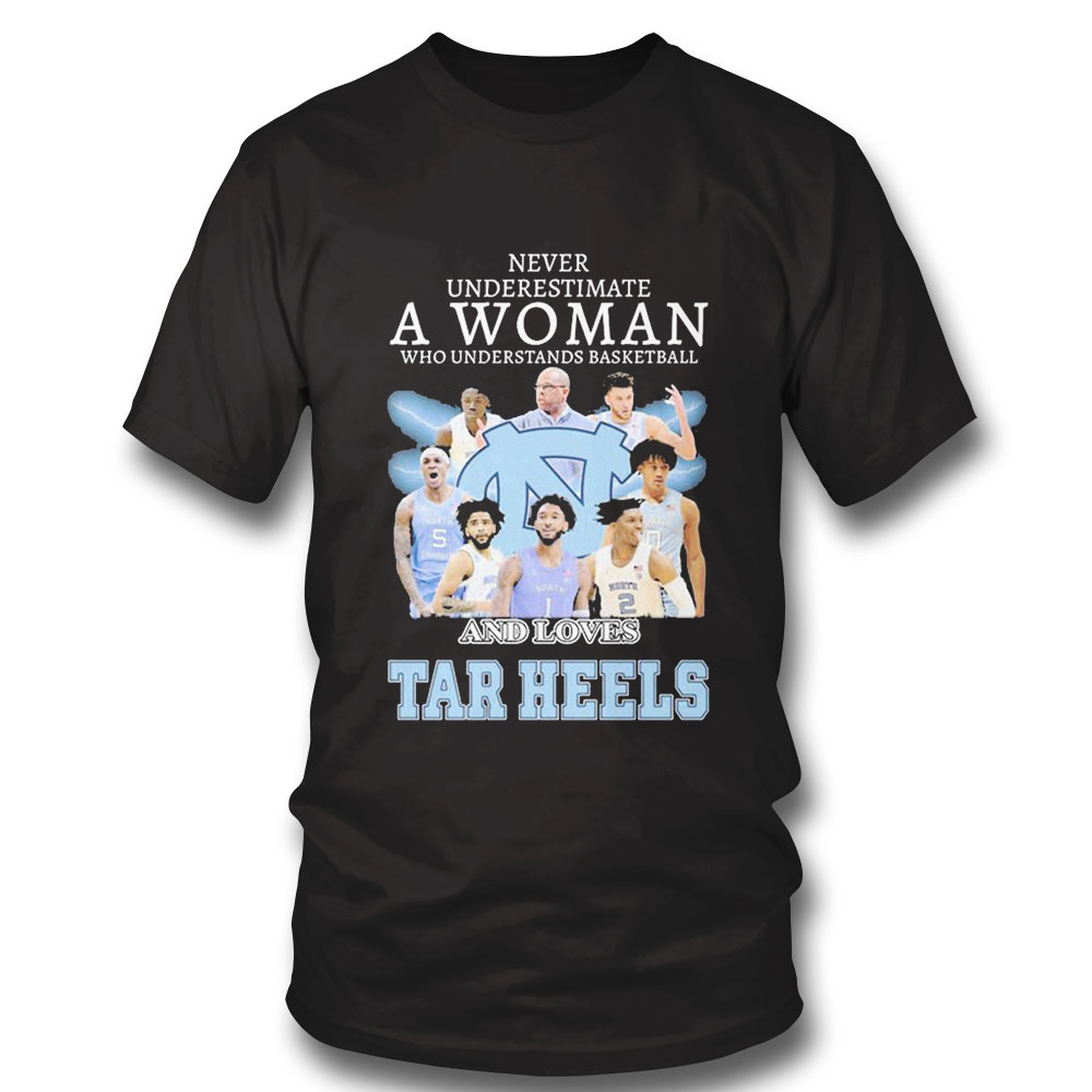 Never Underestimate A Woman Who Understands Basketball And Loves North Carolina Mens Basketball Shirt