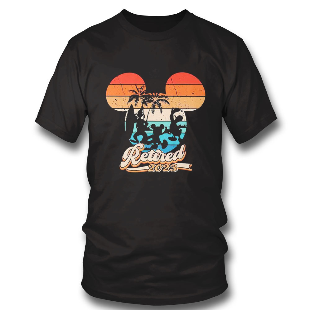 Retro Sunset Retired 2023 Mickey And Friends Shirt Hoodie
