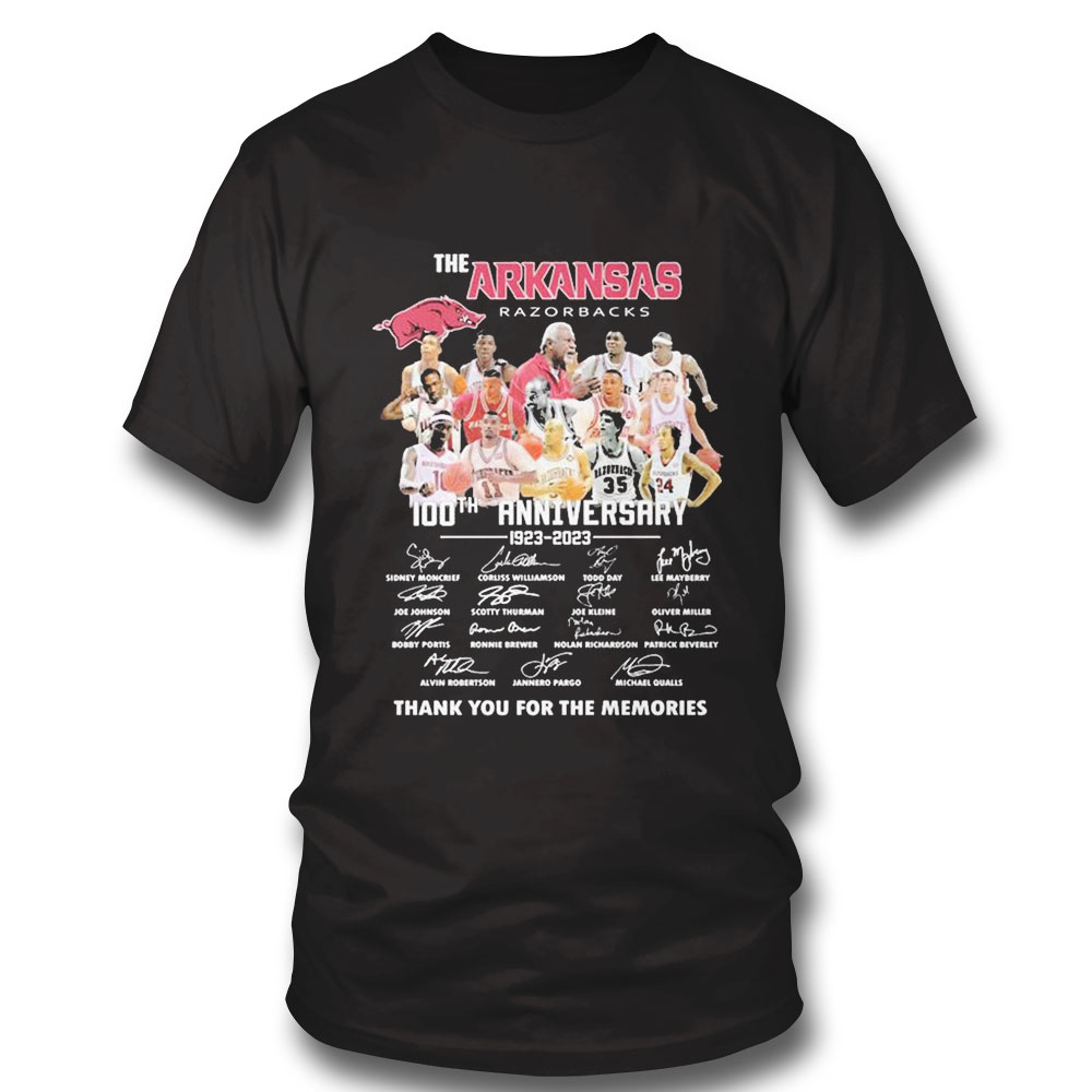 The Arkansas Mens Basketball 100th Anniversary 1923 2023 Thank You For The Memories Signatures Shirt