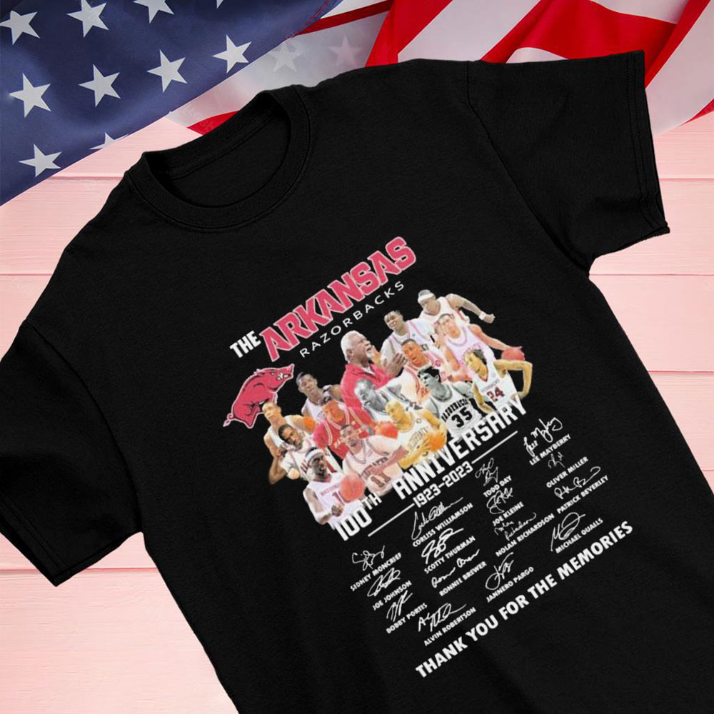 The Arkansas Razorbacks 100th Anniversary 1923 2023 Signature Thank You For The Memories Shirt Longsleeve T-shirt The Arkansas Razorbacks 100th Anniversary 1923 2023 Signature Thank You For The Memories Shirt Longsleeve T-shirt