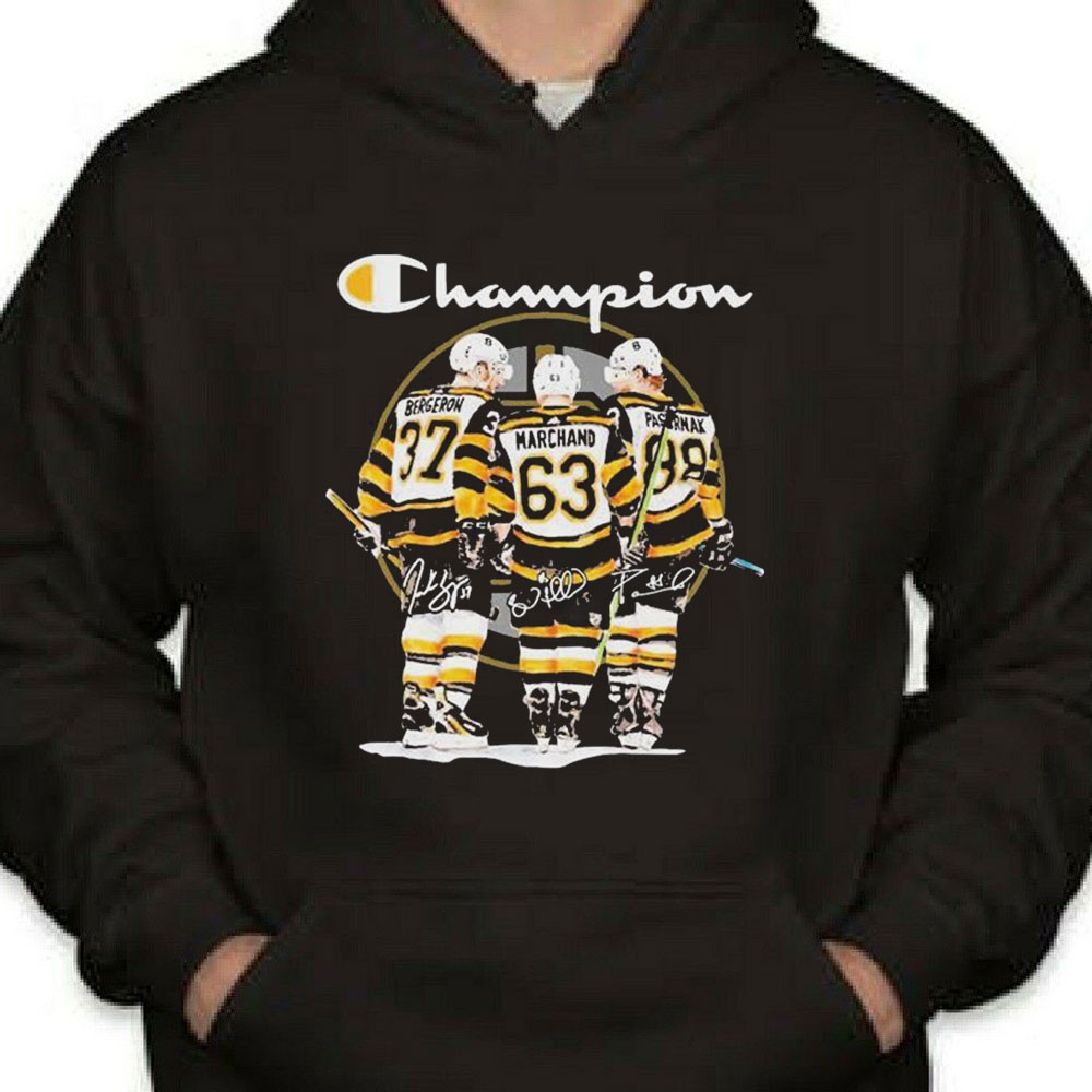 Champion Patrice Bergeron Brad Marchand And David Pastrnak Boston Bruins Signatures Shirt