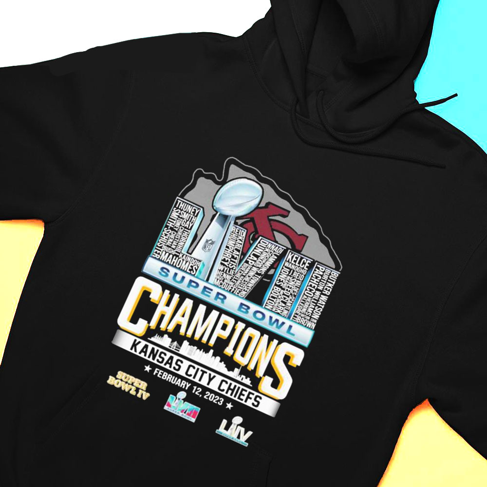 Lvii Super Bowl Champions Kansas City Chiefs Skyline Players Name Shirt