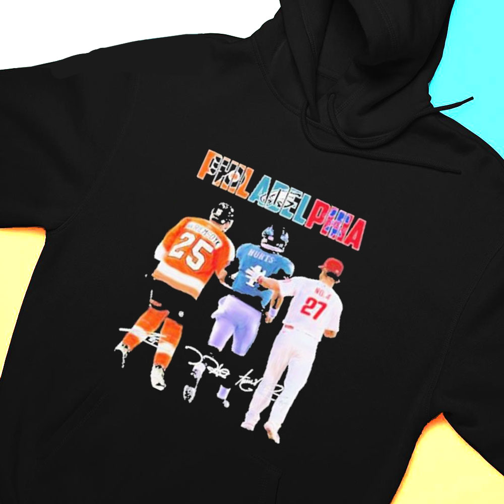 Official Philadelphia Sport Teams James Van Riemsdyk Jalen Hurts And Aaron Nola Signatures Shirt