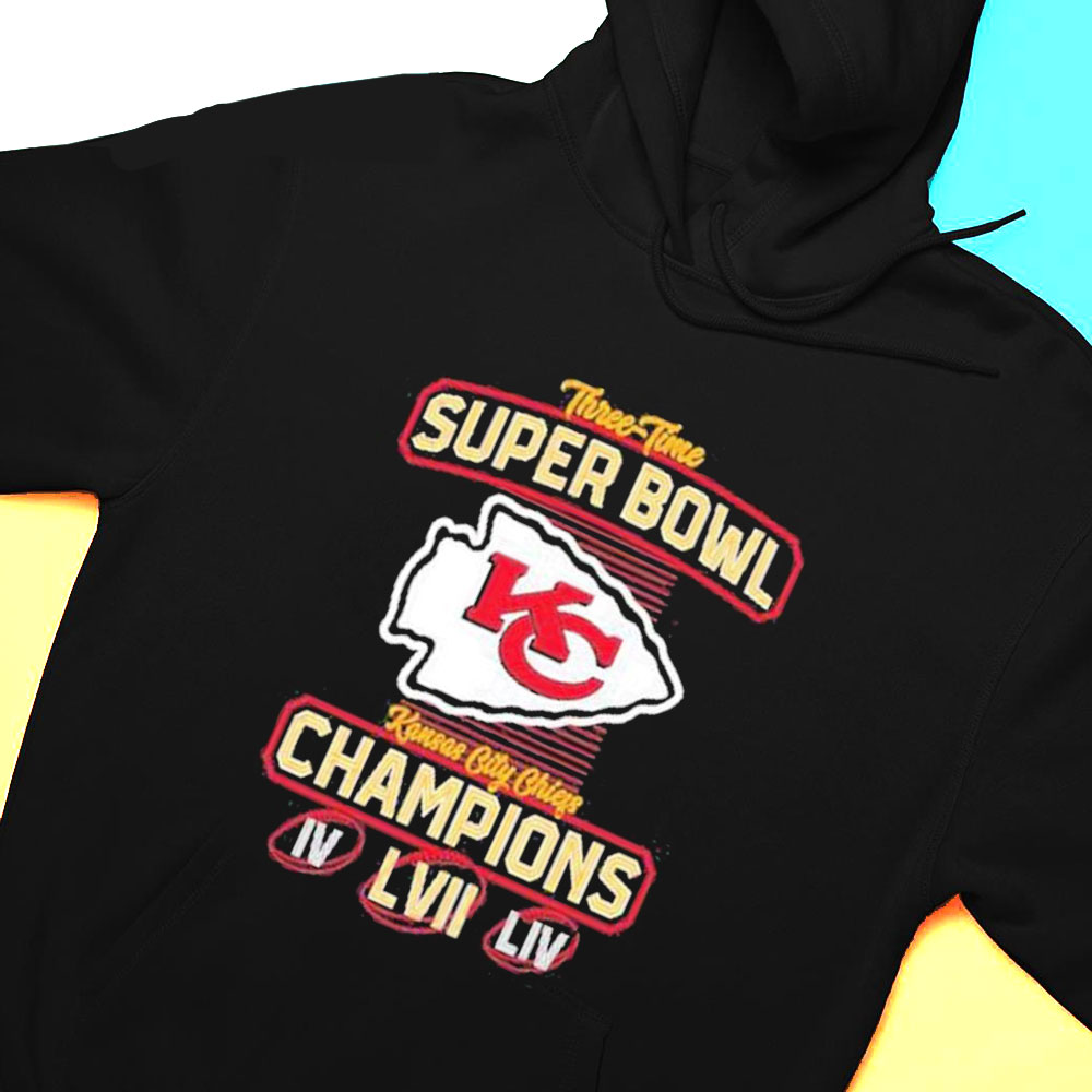 Official Three Time Super Bowl Kansas City Chiefs Champions Iv Liv Lvii Shirt