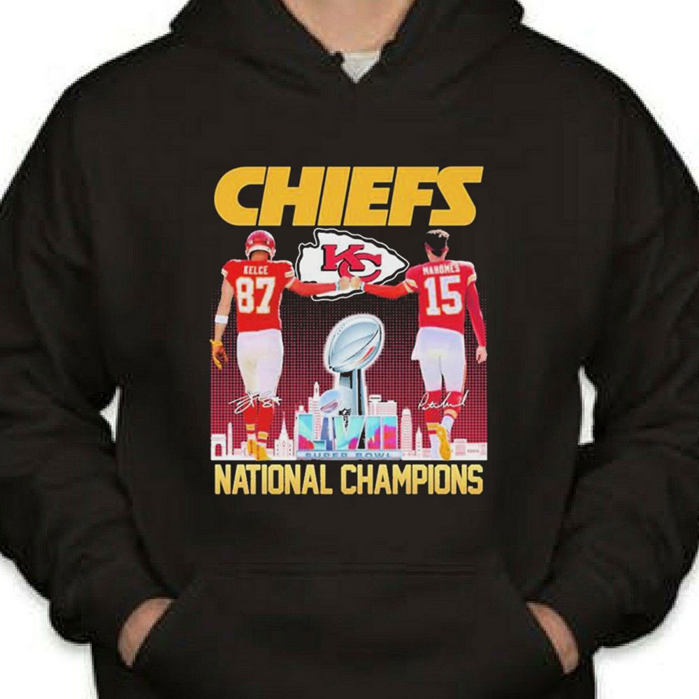 Patrick Mahomes And Travis Kelce Kansas City Chiefs National Champion Signatures Shirt Longsleeve T-shirt