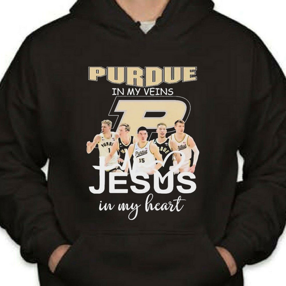 Purdue Boilermakers Basketball In My Veins Jesus In My Heart Shirt Longsleeve T-shirt