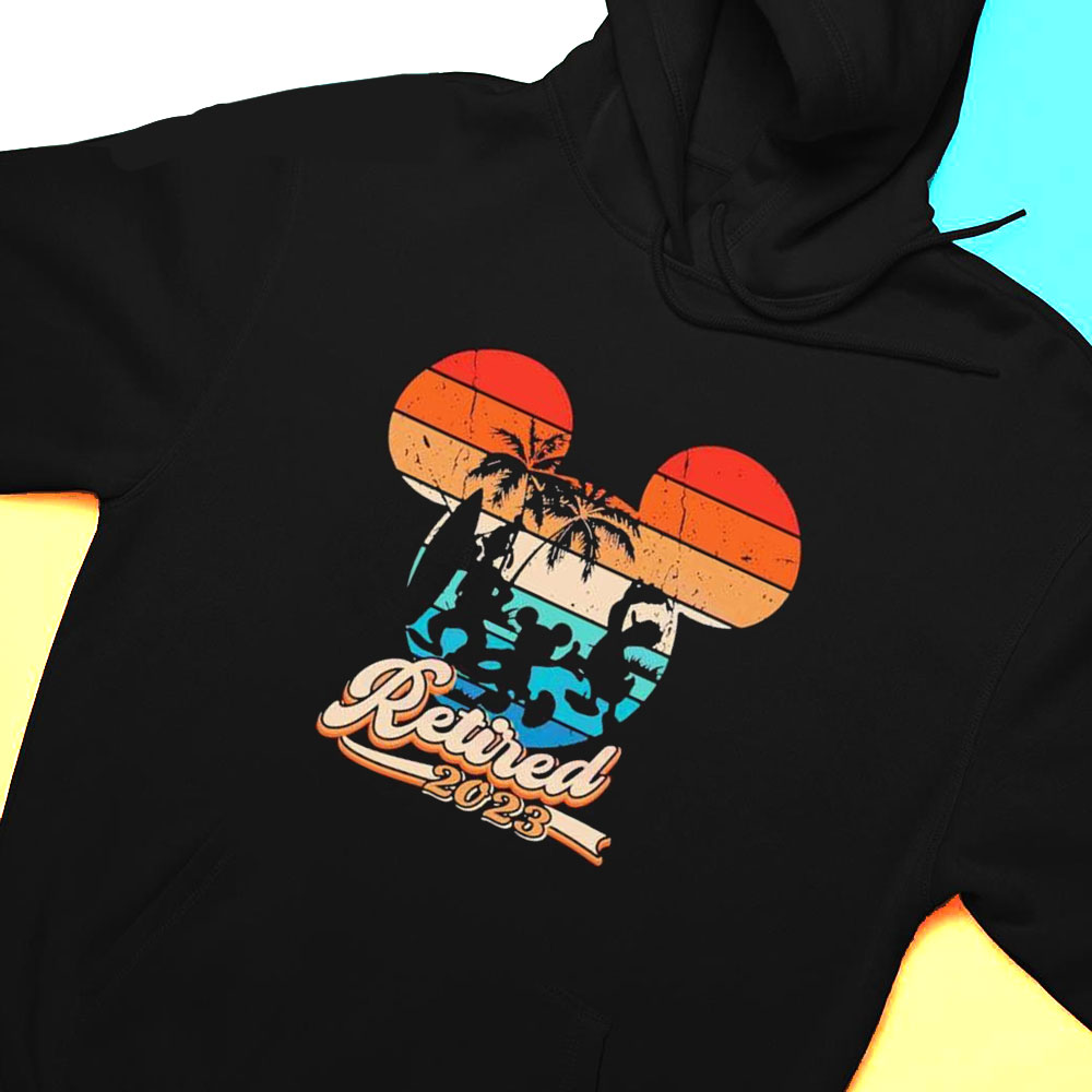 Retro Sunset Retired 2023 Mickey And Friends Shirt Hoodie