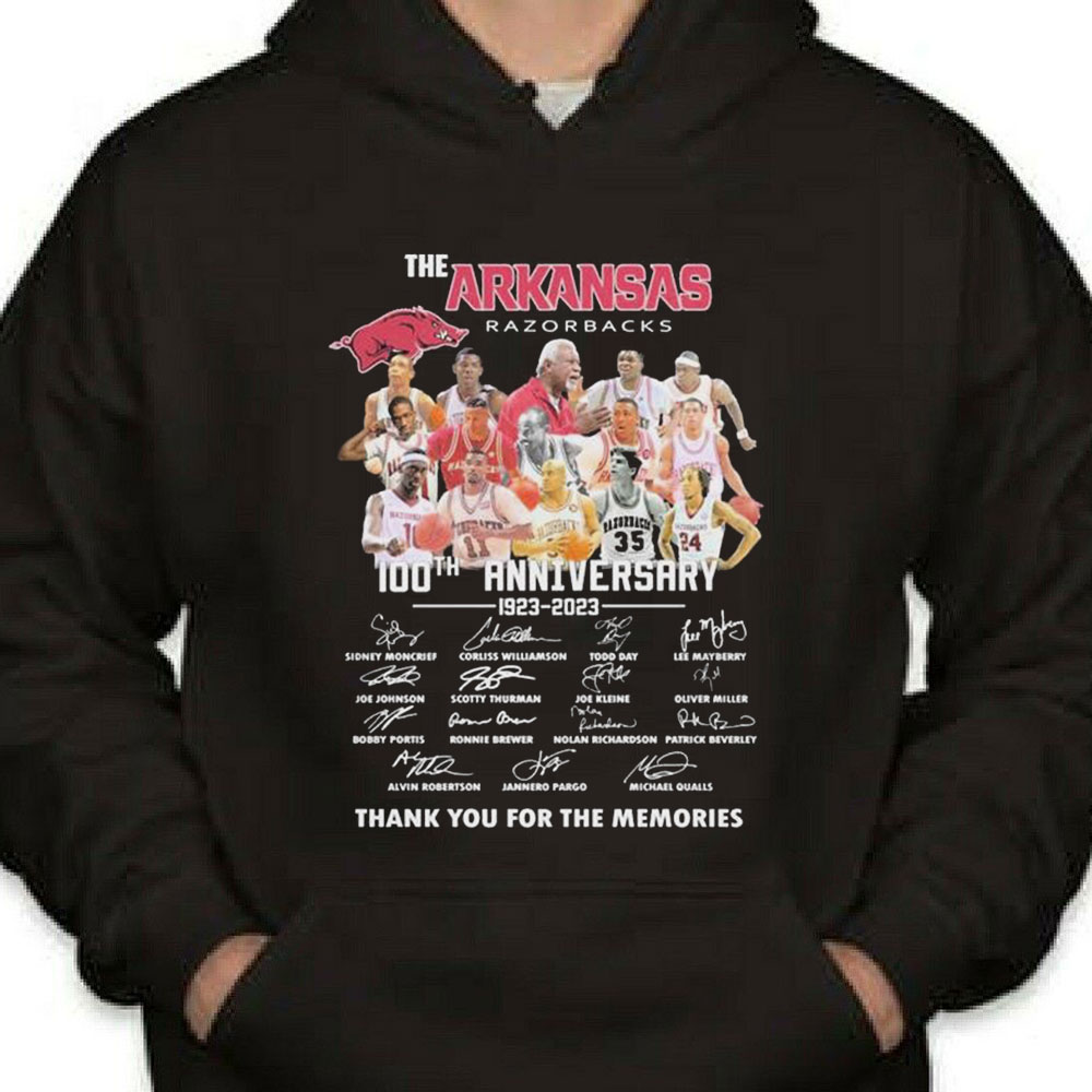 The Arkansas Razorbacks 100th Anniversary 1923 2023 Signature Thank You For The Memories Shirt Longsleeve T-shirt