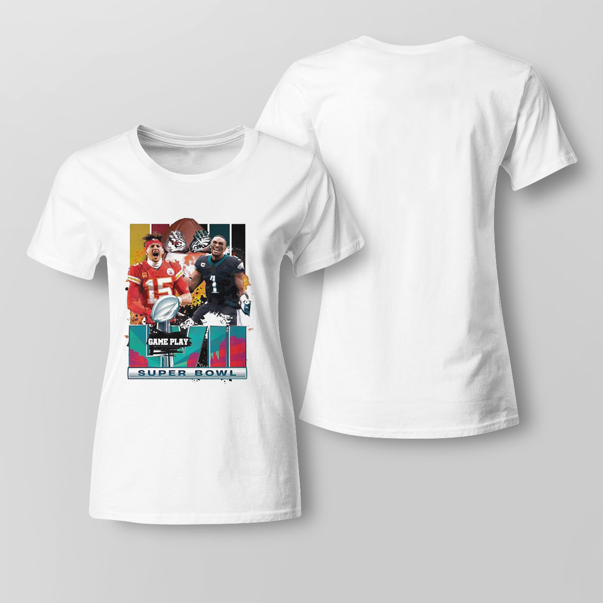 Game Play Super Bowl Lvii Mohames Chiefs Vs Hurt Eagles Shirt Ladies Tee