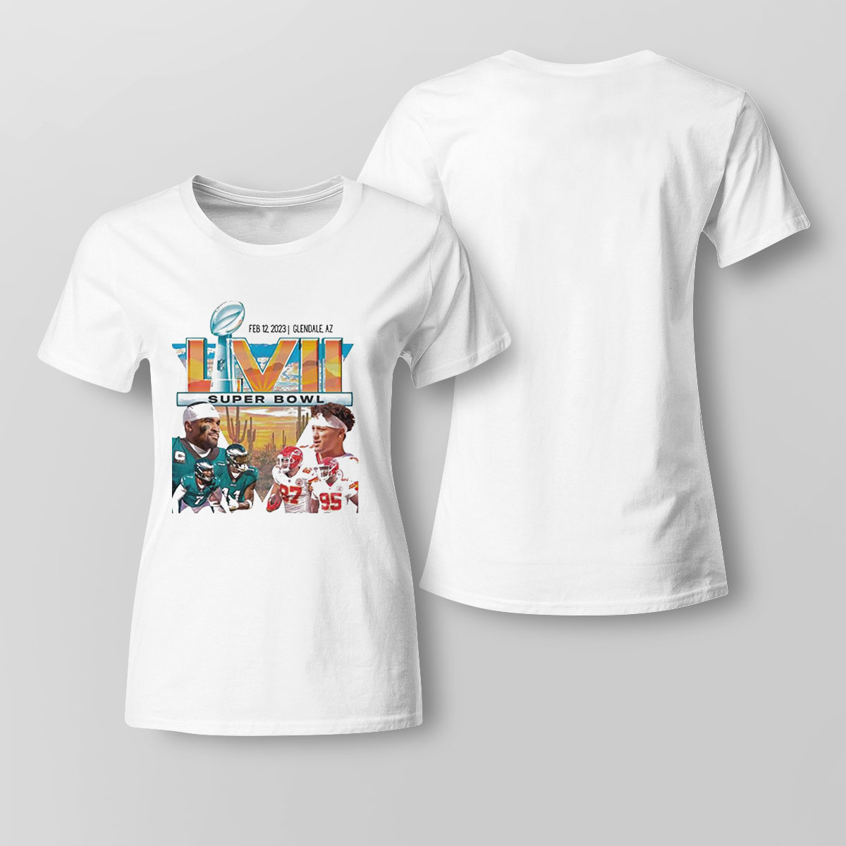 Super Bowl 2023 Vintage Philadelphia Eagles Kansas City Chiefs Shirt Ladies Tee