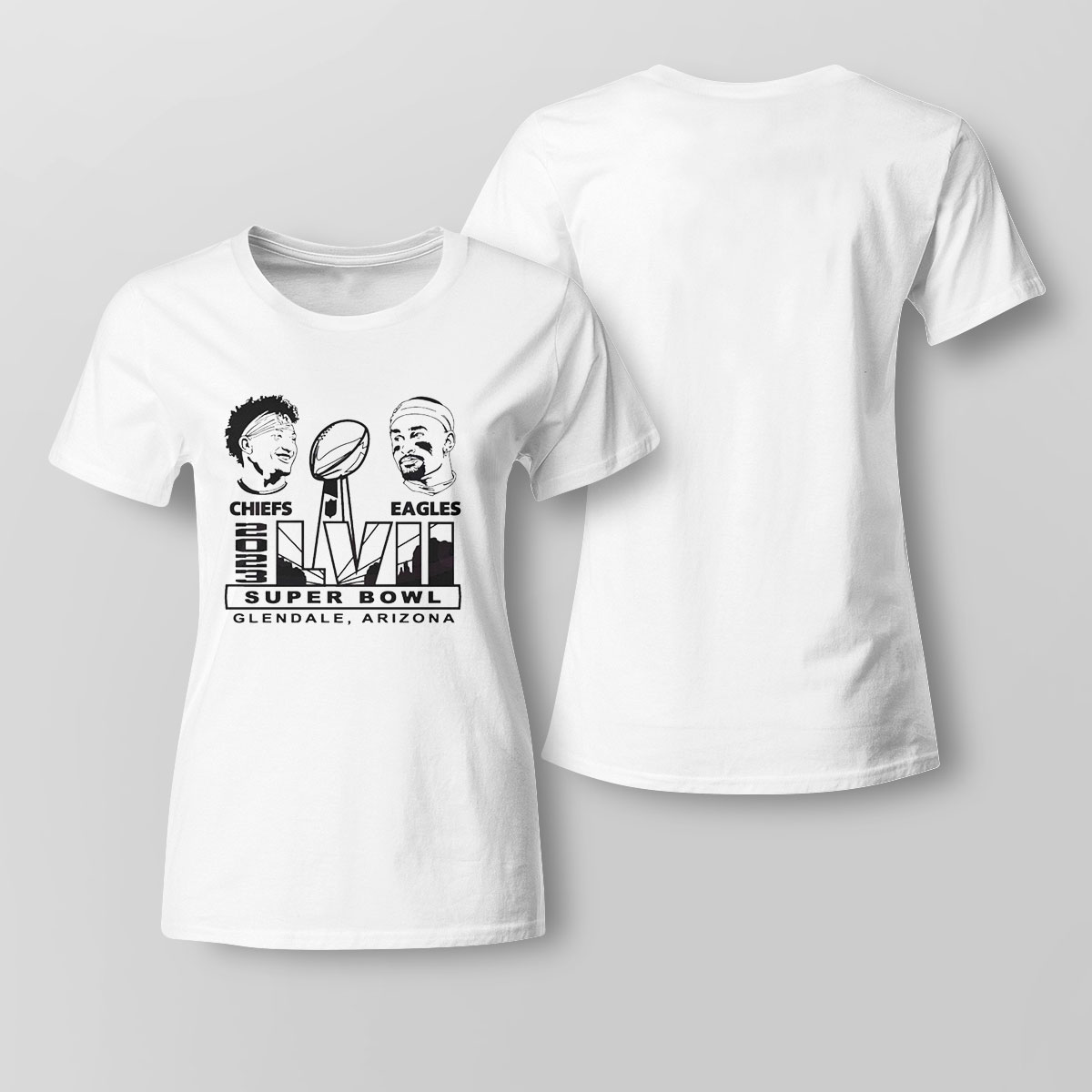 Super Bowl Lvii 2023 Patrick Mohames Vs Jalen Hurt Shirt Ladies Tee