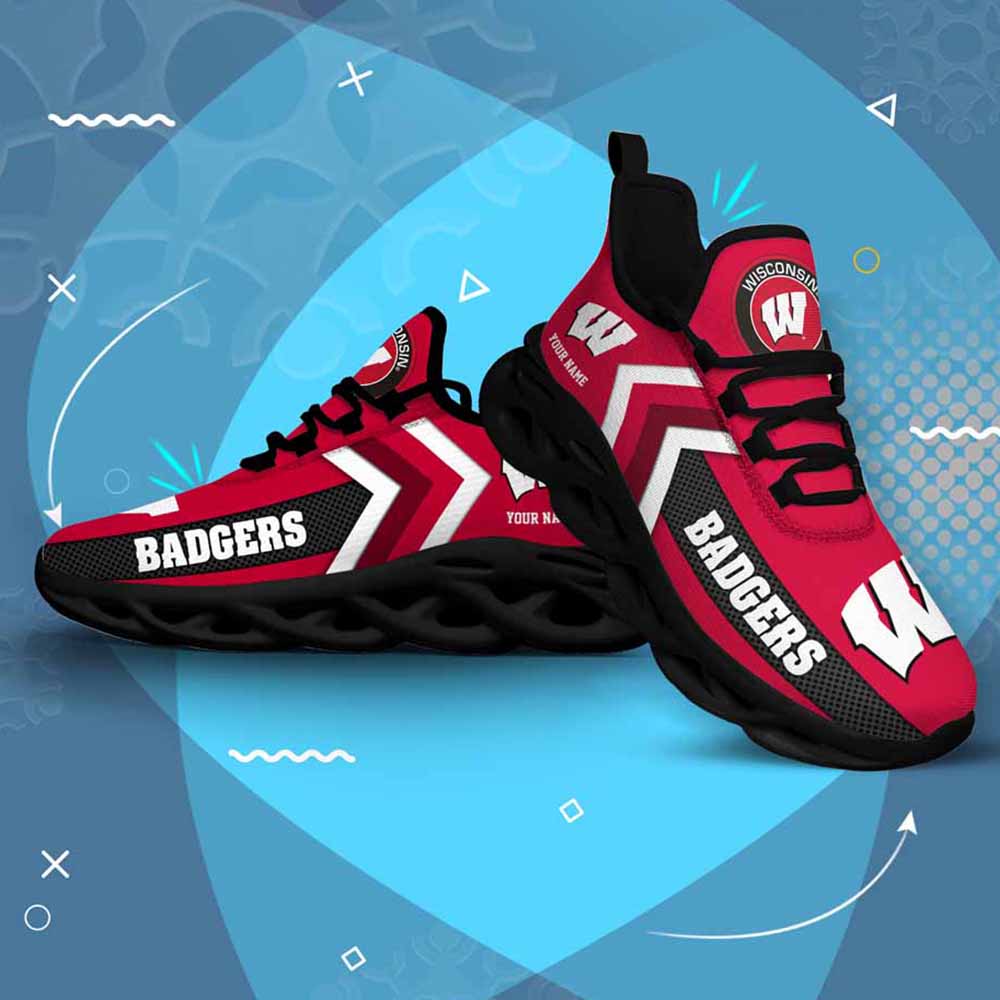 Ncaa Wisconsin Badgers Custom Name Max Soul Shoes Chunky Sneakers